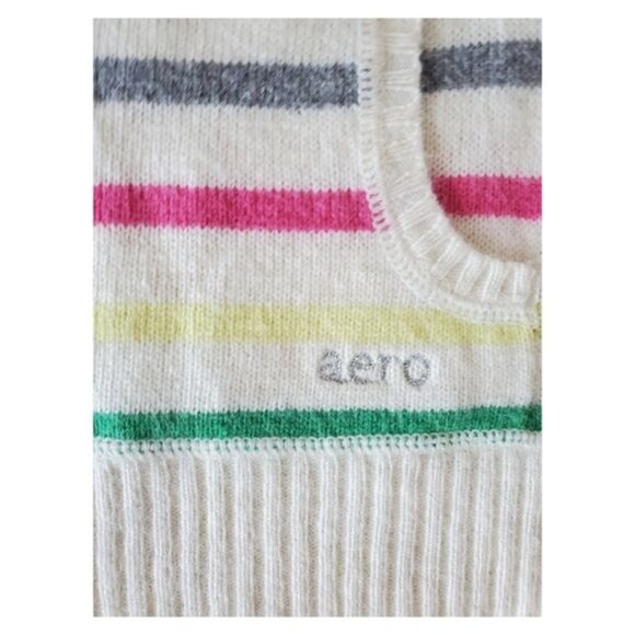 VTG Aeropostale Medium Y2K Sweater Angora rabbit hair bl colorful Rainbow - Picture 4 of 11